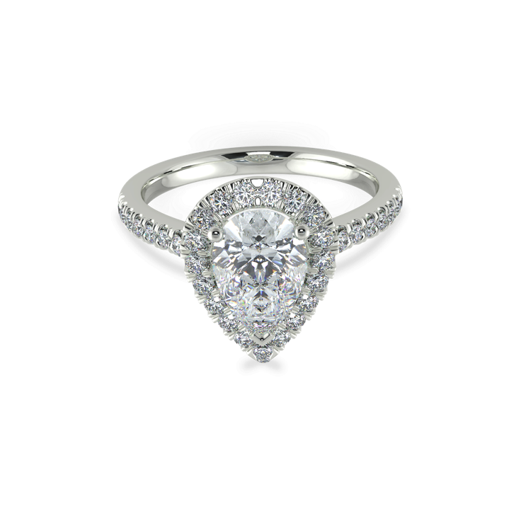 Pear Halo Engagement Ring-Halo Engagement Rings