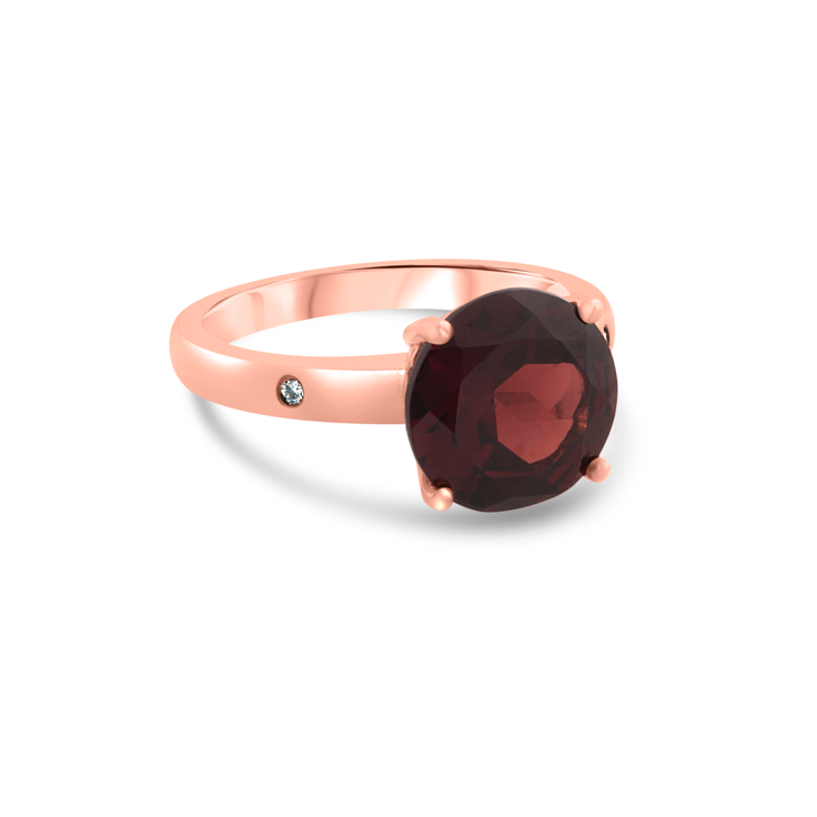 Red Garnet _ Diamond Holi Ring