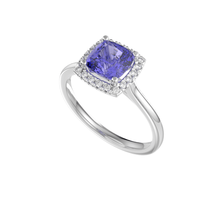 Tanzanite Halo Diamond Ring