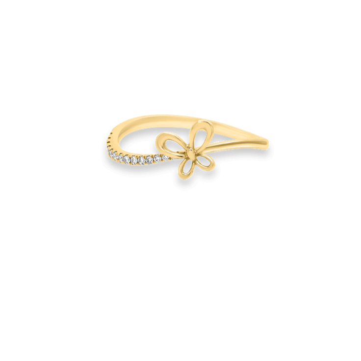 Diamond Curved Butterfly Ring