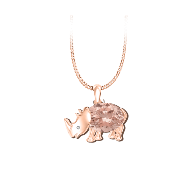Rhino morganite pendant