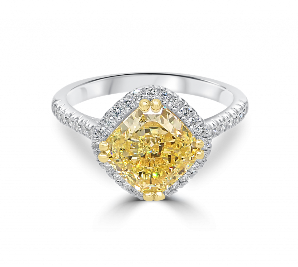 Princess Halo Engagement Rings-Fancy Coloured Diamond Engagement Rings