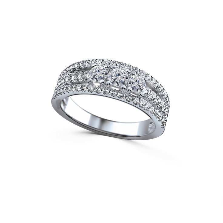 3 Diamond Dancing Light Engagement Ring