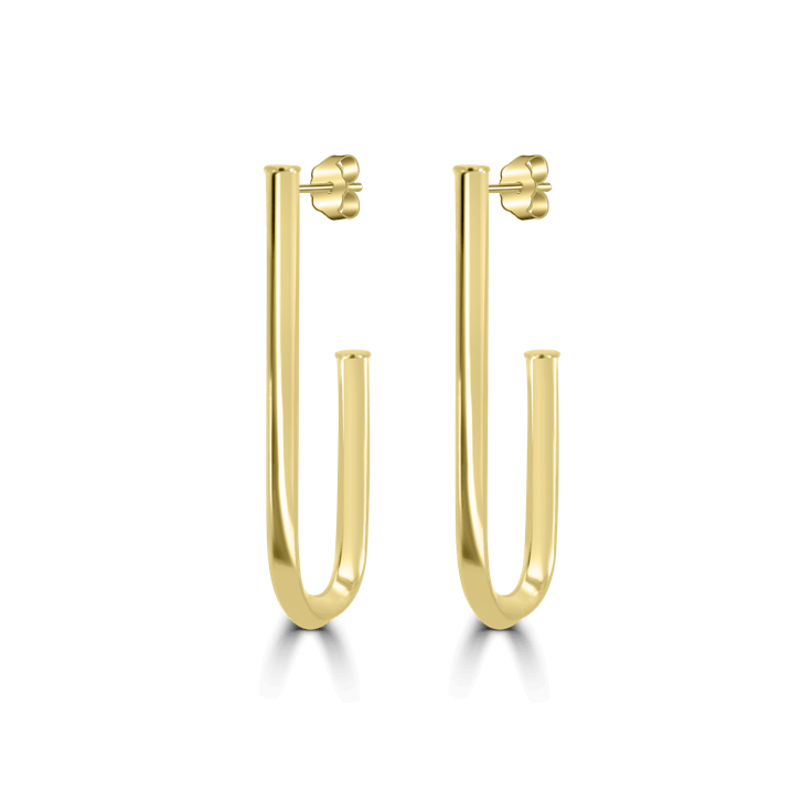 J-Shape Hoop Earrings - Gold Jewellery