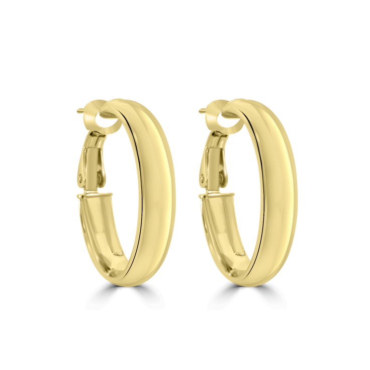 Oval Hoop Earrings YG - Gold Jewellery