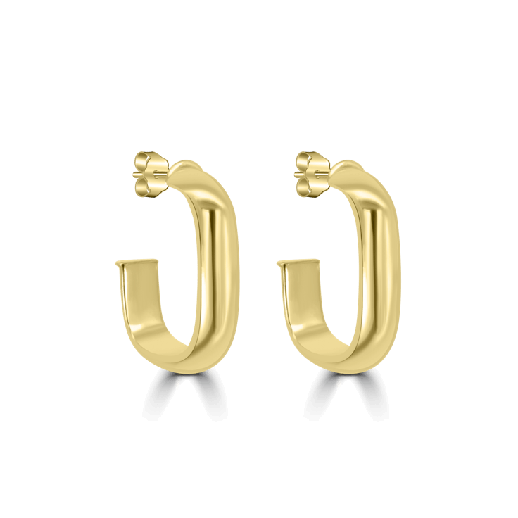 Square Half Hoop Earrings-Gold Jewellery