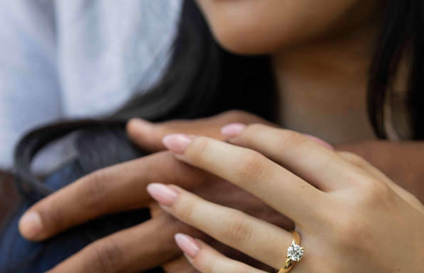 Engagement ring and wedding band- diamonds- jewellery