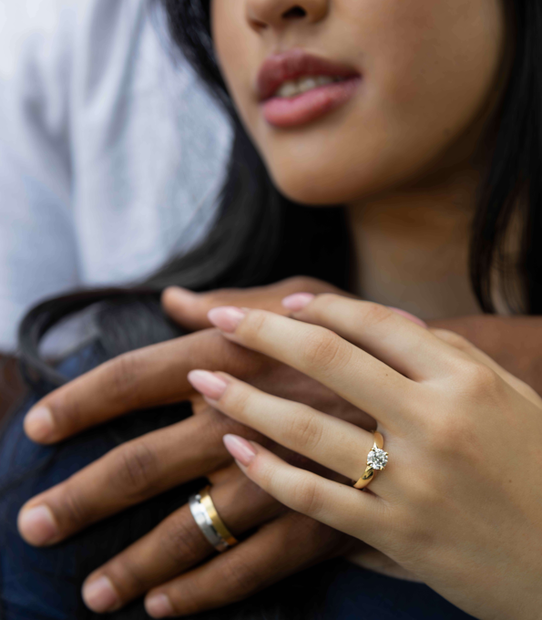 Engagement ring and wedding band- diamonds- jewellery